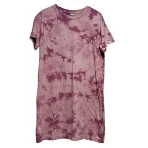 Old Navy Women's Small Mauve Pink Tie Dye T-Shirt Dress Casual Crew Neck Boho